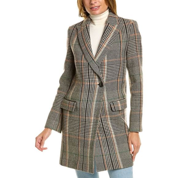 Zadig & Voltaire Marco Check Wool-Blend Coat - Picture 3 of 4